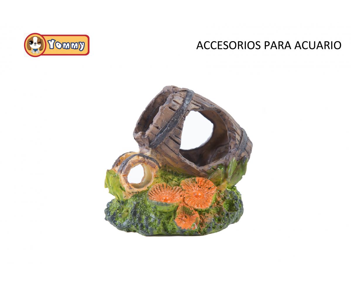 Adorno barril de resina 8*7*8 CM para acuario